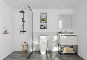 Alto 30" White Bathroom Vanity with Matte White VIVA Stone Solid Surface Countertop Laviva 313SMR-30W-MW