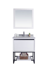 Alto 30" White Bathroom Vanity with White Stripes Marble Countertop Laviva 313SMR-30W-WS