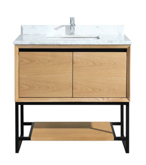 Alto 36" California White Oak Bathroom Vanity with White Carrara Marble Countertop Laviva 313SMR-36CO-WC