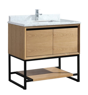Alto 36" California White Oak Bathroom Vanity with White Carrara Marble Countertop Laviva 313SMR-36CO-WC