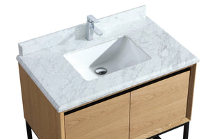 Alto 36" California White Oak Bathroom Vanity with White Carrara Marble Countertop Laviva 313SMR-36CO-WC