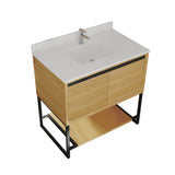 Alto 36" California White Oak Bathroom Vanity with White Quartz Countertop Laviva 313SMR-36CO-WQ