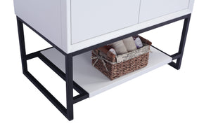 Alto 36" White Bathroom Vanity with Black Wood Marble Countertop Laviva 313SMR-36W-BW