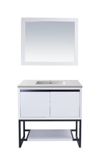 Alto 36" White Bathroom Vanity with Matte White VIVA Stone Solid Surface Countertop Laviva 313SMR-36W-MW