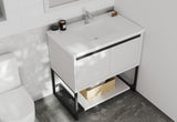 Alto 36" White Bathroom Vanity with Matte White VIVA Stone Solid Surface Countertop Laviva 313SMR-36W-MW