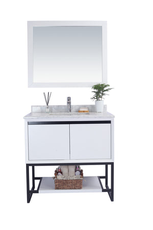 Alto 36" White Bathroom Vanity with White Carrara Marble Countertop Laviva 313SMR-36W-WC