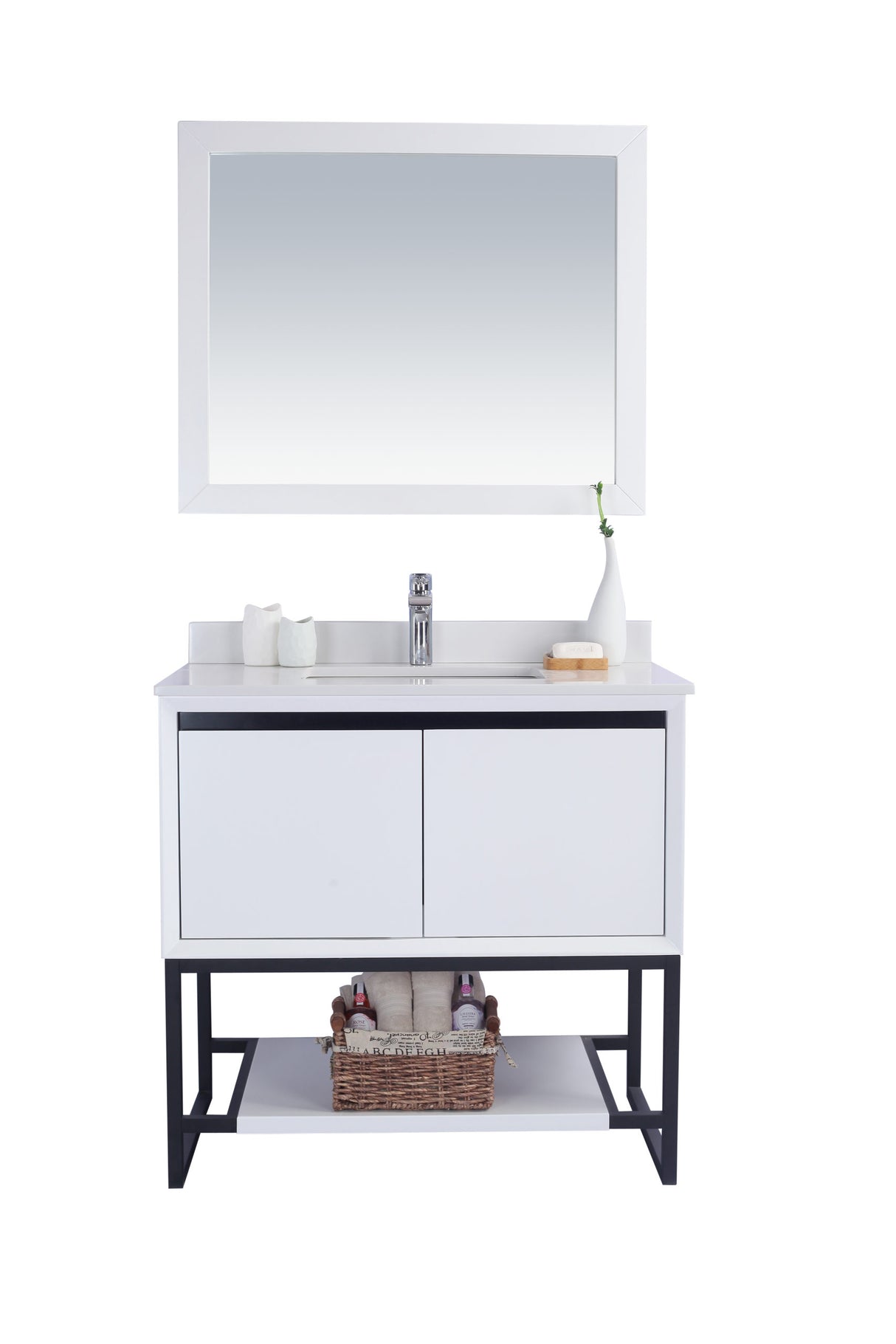 Alto 36" White Bathroom Vanity with White Quartz Countertop Laviva 313SMR-36W-WQ