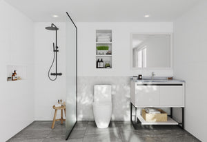 Alto 36" White Bathroom Vanity with White Stripes Marble Countertop Laviva 313SMR-36W-WS