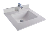 Forever 24" Single Hole White Quartz Countertop with Rectangular Ceramic Sink Laviva 313SQ1H-24-WQ