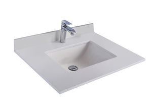 Forever 30" Single Hole White Quartz Countertop with Rectangular Ceramic Sink Laviva 313SQ1H-30-WQ