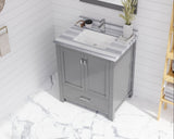 Forever 30" Single Hole White Stripes Marble Countertop with Rectangular Ceramic Sink Laviva 313SQ1H-30-WS