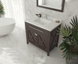 Forever 36" Single Hole White Carrara Marble Countertop with Rectangular Ceramic Sink Laviva 313SQ1H-36-WC