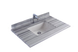 Forever 36" Single Hole White Stripes Marble Countertop with Rectangular Ceramic Sink Laviva 313SQ1H-36-WS