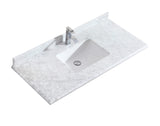 Forever 48" Single Hole White Carrara Marble Countertop with Rectangular Ceramic Sink Laviva 313SQ1H-48-WC