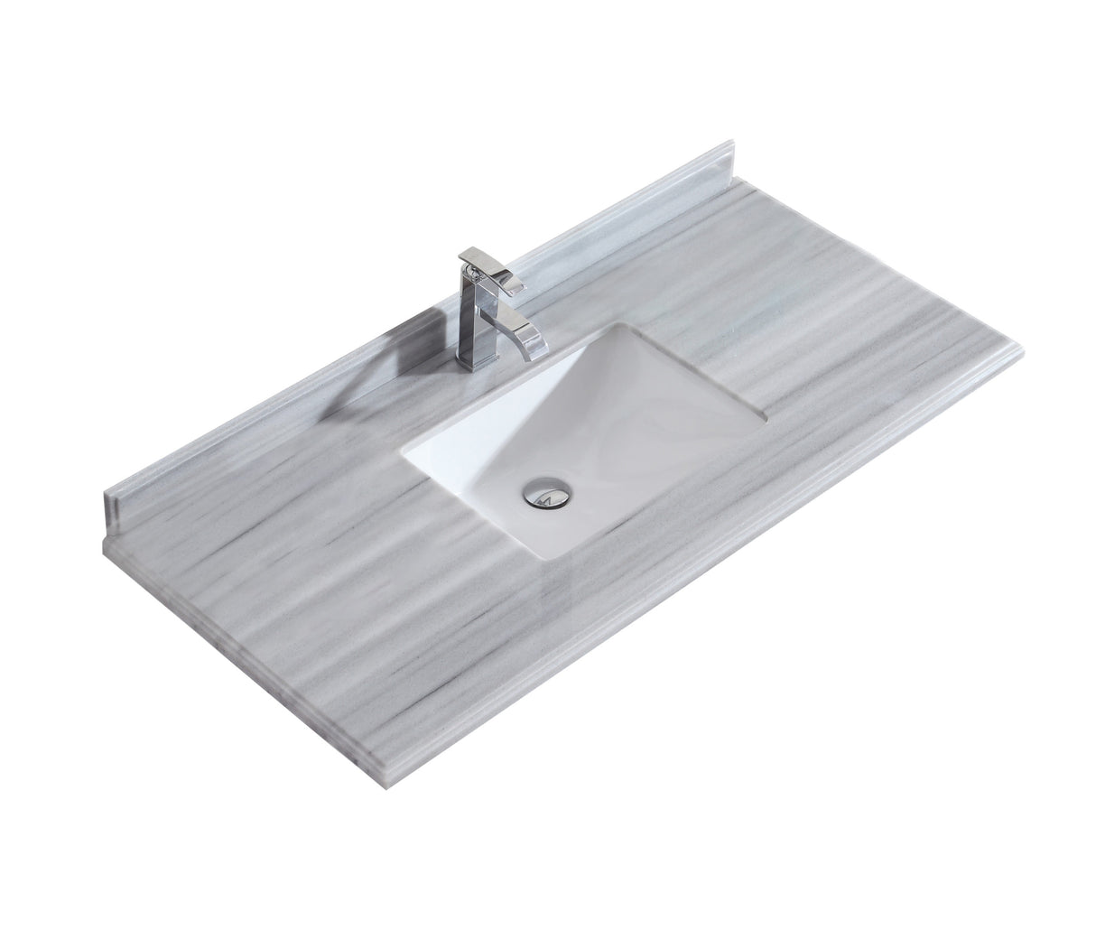 Forever 48" Single Hole White Stripes Marble Countertop with Rectangular Ceramic Sink Laviva 313SQ1H-48-WS