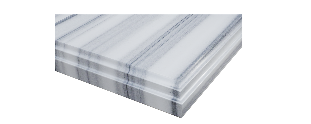 Forever 60" Single Hole White Stripes Marble Countertop with Double Rectangular Ceramic Sinks Laviva 313SQ1H-60-WS