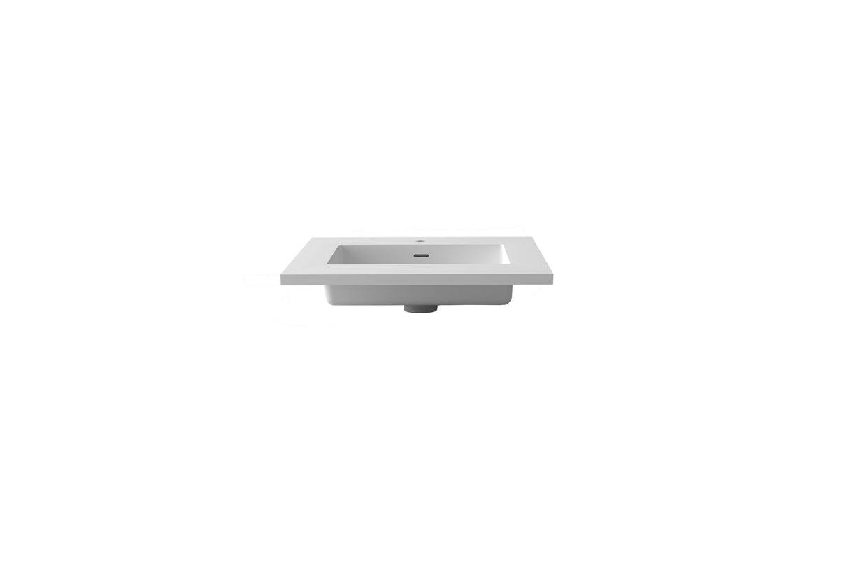 Forever VIVA Stone 24" Matte White Solid Surface Countertop with Integrated Sink Laviva 313SQ1HSS-24-MW