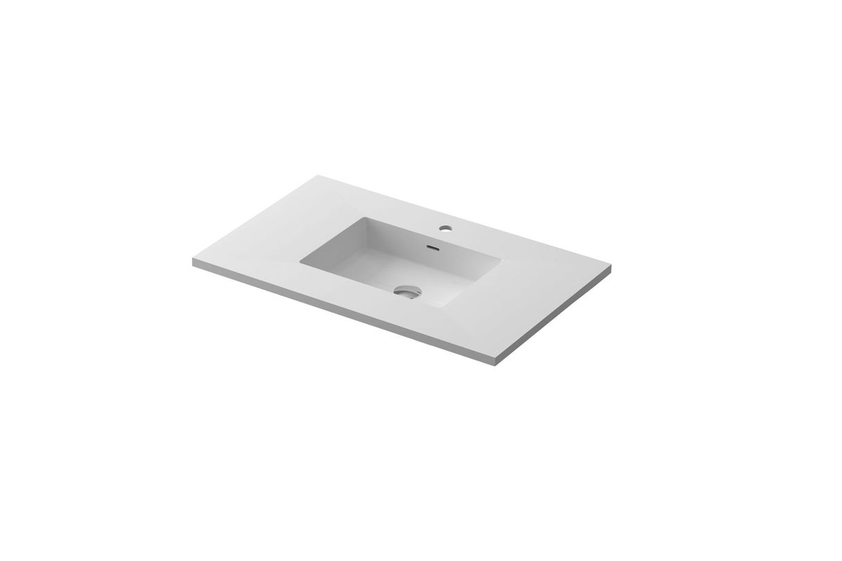 Forever VIVA Stone 36" Matte White Solid Surface Countertop with Integrated Sink Laviva 313SQ1HSS-36-MW