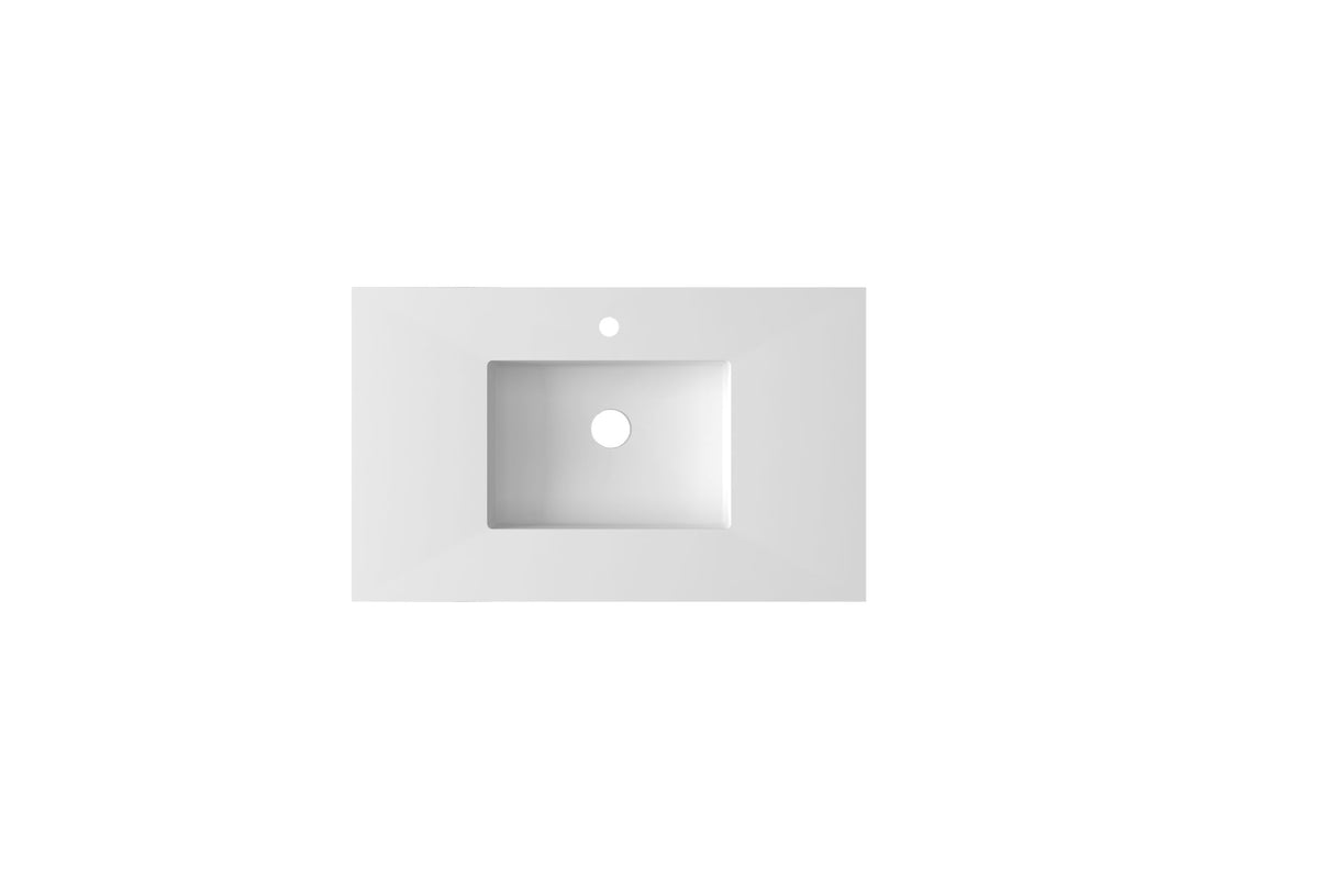 Forever VIVA Stone 36" Matte White Solid Surface Countertop with Integrated Sink Laviva 313SQ1HSS-36-MW