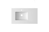 Forever VIVA Stone 36" Matte White Solid Surface Countertop with Left Offset Integrated Sink Laviva 313SQ1HSS-36L-MW