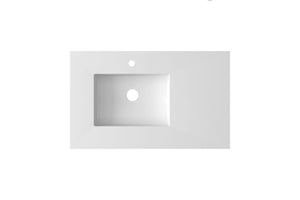 Forever VIVA Stone 36" Matte White Solid Surface Countertop with Left Offset Integrated Sink Laviva 313SQ1HSS-36L-MW