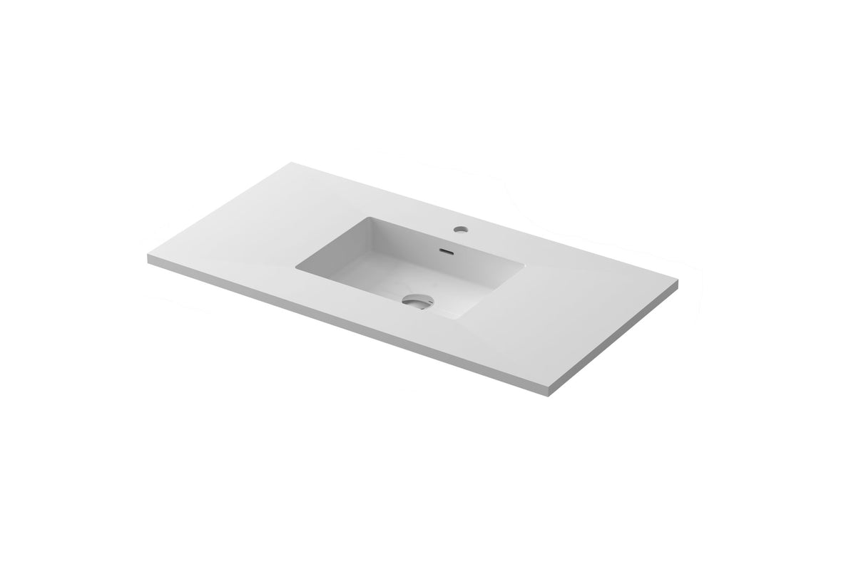 Forever VIVA Stone 42" Matte White Solid Surface Countertop with Integrated Sink Laviva 313SQ1HSS-42-MW