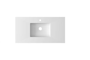 Forever VIVA Stone 48" Matte White Solid Surface Countertop with Integrated Sink Laviva 313SQ1HSS-48-MW