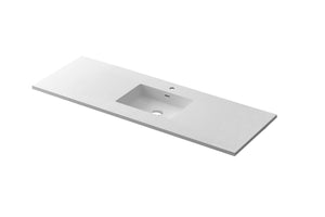 Forever VIVA Stone 54" Matte White Solid Surface Countertop with Integrated Sink Laviva 313SQ1HSS-54-MW