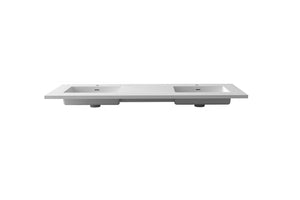 Forever VIVA Stone 60" Matte White Solid Surface Countertop with Double Integrated Sinks Laviva 313SQ1HSS-60D-MW
