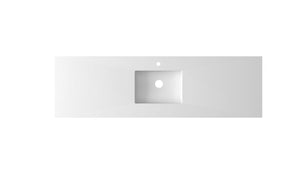 Forever VIVA Stone 72" Matte White Solid Surface Countertop with Single Integrated Sink Laviva 313SQ1HSS-72C-MW
