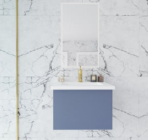 Vitri 24" Nautical Blue Bathroom Vanity with VIVA Stone Matte White Solid Surface Countertop Laviva 313VTR-24NB-MW