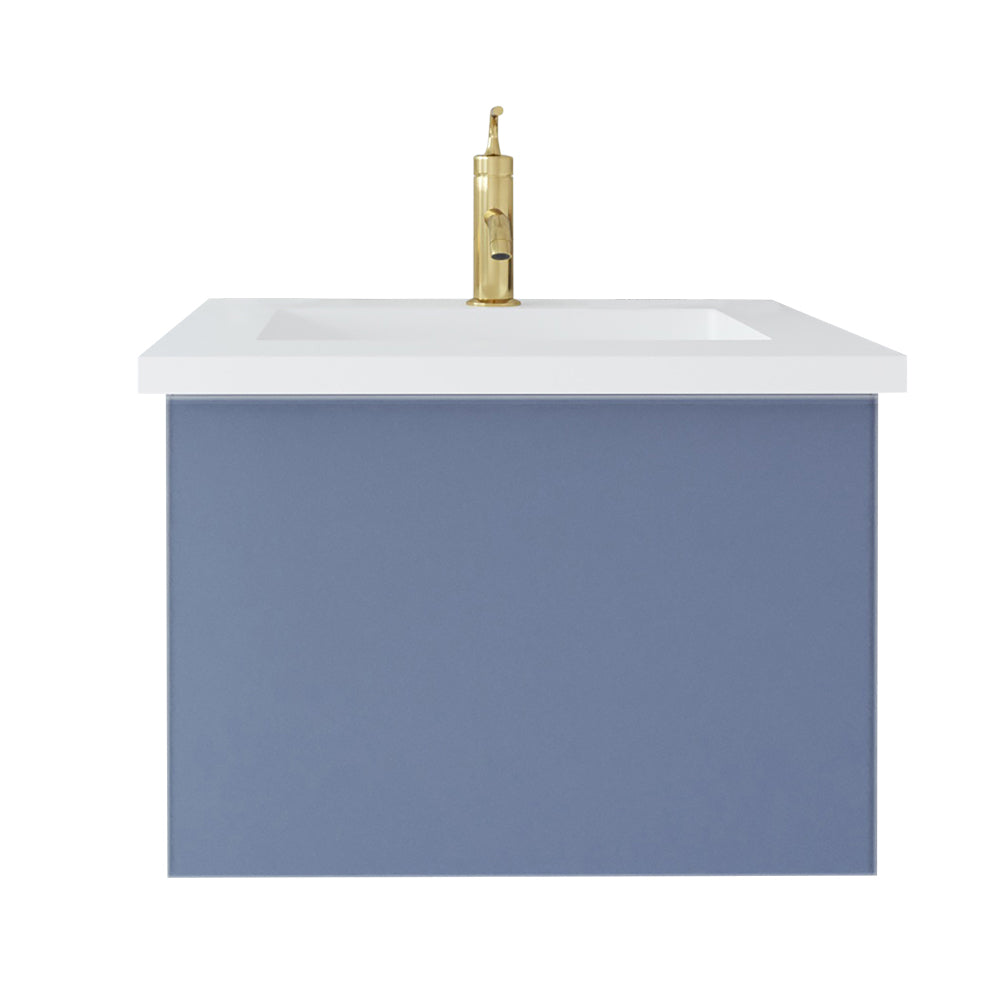 Vitri 24" Nautical Blue Bathroom Vanity with VIVA Stone Matte White Solid Surface Countertop Laviva 313VTR-24NB-MW