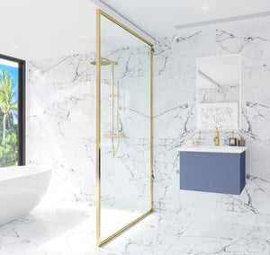 Vitri 24" Nautical Blue Bathroom Vanity with VIVA Stone Matte White Solid Surface Countertop Laviva 313VTR-24NB-MW
