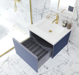 Vitri 24" Nautical Blue Bathroom Vanity with VIVA Stone Matte White Solid Surface Countertop Laviva 313VTR-24NB-MW