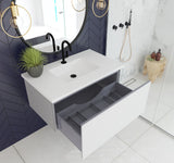 Vitri 36" Cloud White Bathroom Vanity with VIVA Stone Matte White Solid Surface Countertop Laviva 313VTR-36CW-MW