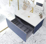 Vitri 36" Nautical Blue Bathroom Vanity with VIVA Stone Matte White Solid Surface Countertop Laviva 313VTR-36NB-MW