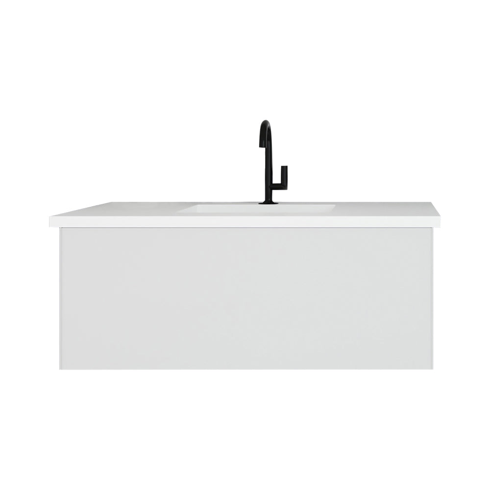 Vitri 42" Cloud White Bathroom Vanity with VIVA Stone Matte White Solid Surface Countertop Laviva 313VTR-42CW-MW