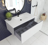 Vitri 42" Cloud White Bathroom Vanity with VIVA Stone Matte White Solid Surface Countertop Laviva 313VTR-42CW-MW
