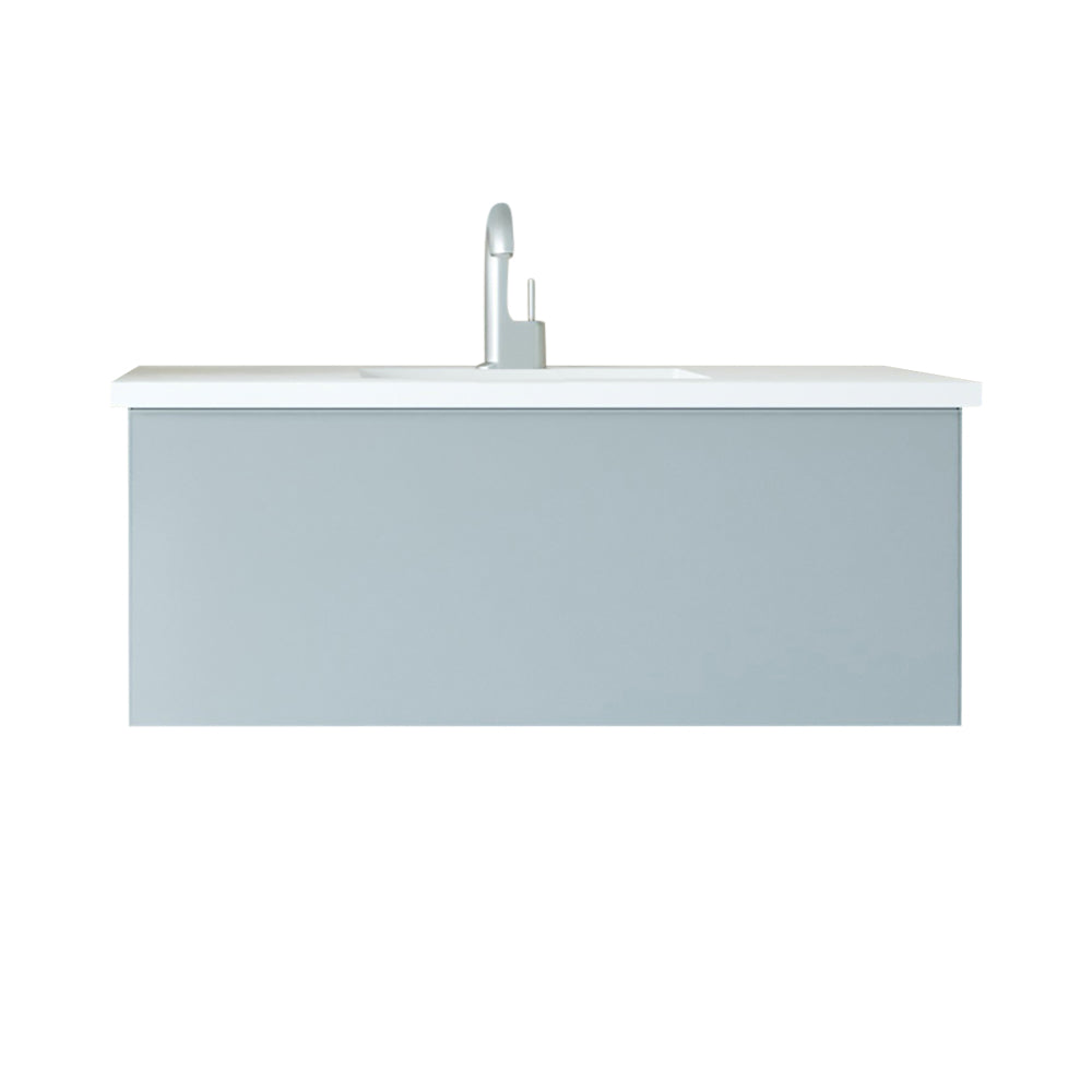 Vitri 42" Fossil Grey Bathroom Vanity with VIVA Stone Matte White Solid Surface Countertop Laviva 313VTR-42FG-MW