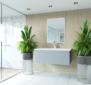 Vitri 42" Fossil Grey Bathroom Vanity with VIVA Stone Matte White Solid Surface Countertop Laviva 313VTR-42FG-MW