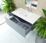 Vitri 42" Fossil Grey Bathroom Vanity with VIVA Stone Matte White Solid Surface Countertop Laviva 313VTR-42FG-MW