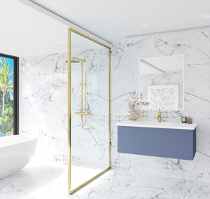 Vitri 42" Nautical Blue Bathroom Vanity with VIVA Stone Matte White Solid Surface Countertop Laviva 313VTR-42NB-MW