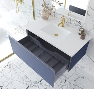 Vitri 42" Nautical Blue Bathroom Vanity with VIVA Stone Matte White Solid Surface Countertop Laviva 313VTR-42NB-MW