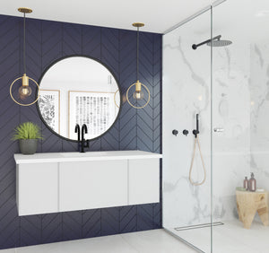 Vitri 48" Cloud White Bathroom Vanity with VIVA Stone Matte White Solid Surface Countertop Laviva 313VTR-48CW-MW