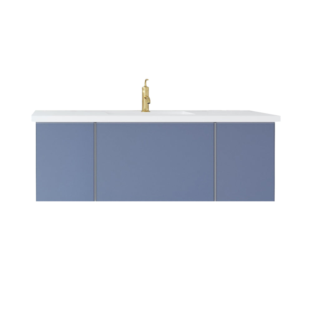 Vitri 48" Nautical Blue Bathroom Vanity with VIVA Stone Matte White Solid Surface Countertop Laviva 313VTR-48NB-MW