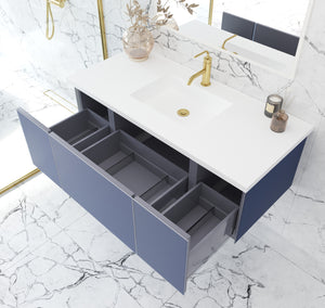 Vitri 48" Nautical Blue Bathroom Vanity with VIVA Stone Matte White Solid Surface Countertop Laviva 313VTR-48NB-MW