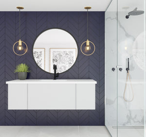 Vitri 54" Cloud White Bathroom Vanity with VIVA Stone Matte White Solid Surface Countertop Laviva 313VTR-54CW-MW