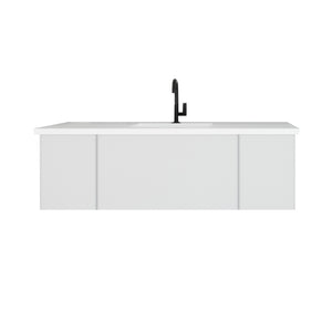 Vitri 54" Cloud White Bathroom Vanity with VIVA Stone Matte White Solid Surface Countertop Laviva 313VTR-54CW-MW
