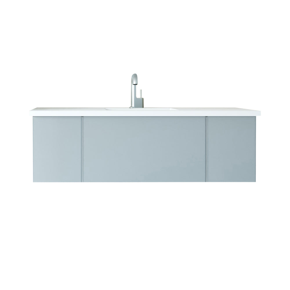 Vitri 54" Fossil Grey Bathroom Vanity with VIVA Stone Matte White Solid Surface Countertop Laviva 313VTR-54FG-MW