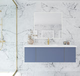 Vitri 54" Nautical Blue Bathroom Vanity with VIVA Stone Matte White Solid Surface Countertop Laviva 313VTR-54NB-MW